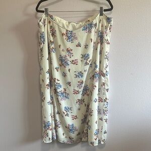 Abercrombie & Fitch White Midi Skirt with Blue and Brown Floral Print